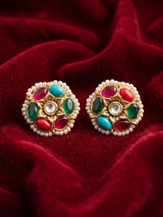Ishhaara Navratna Royal Statement Earrings