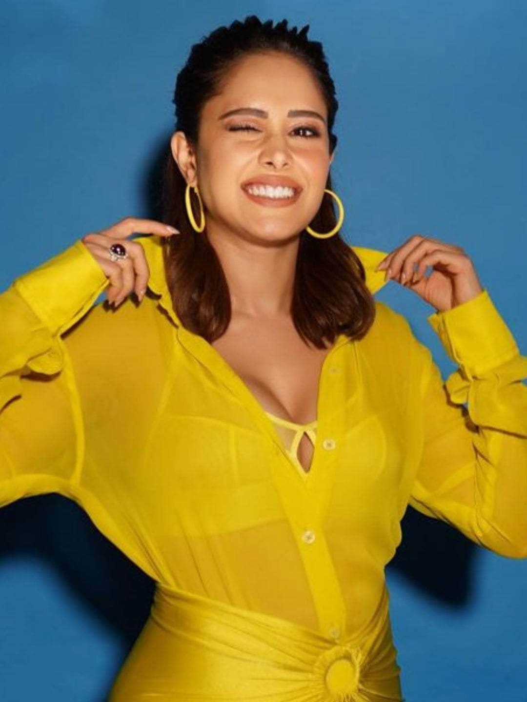 Ishhaara Nushrratt Bharuccha In Cartilage Hoop Earrings Smoky Yellow