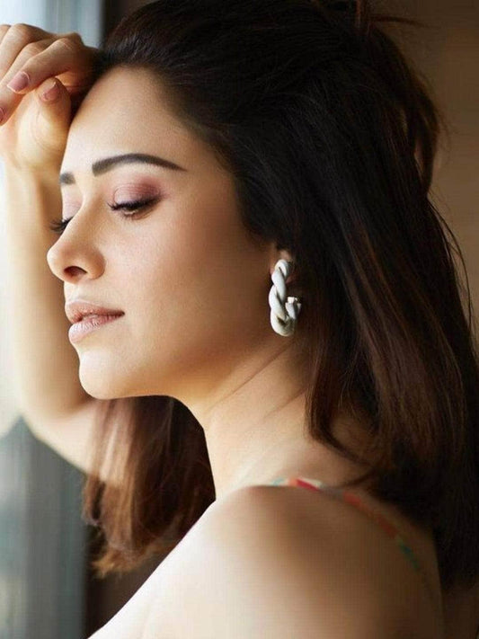 Ishhaara Nushrratt Bharuccha In Twisted Round Hoop Earrings