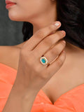 Ishhaara Oblong Kundan Pearl Ring Blue