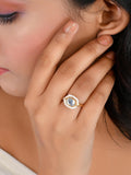 Ishhaara Oblong Kundan Pearl Ring White