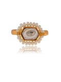 Ishhaara Oblong Kundan Pearl Ring White