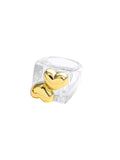 Ishhaara Off White Heart Shaped Acrylic Square Rings