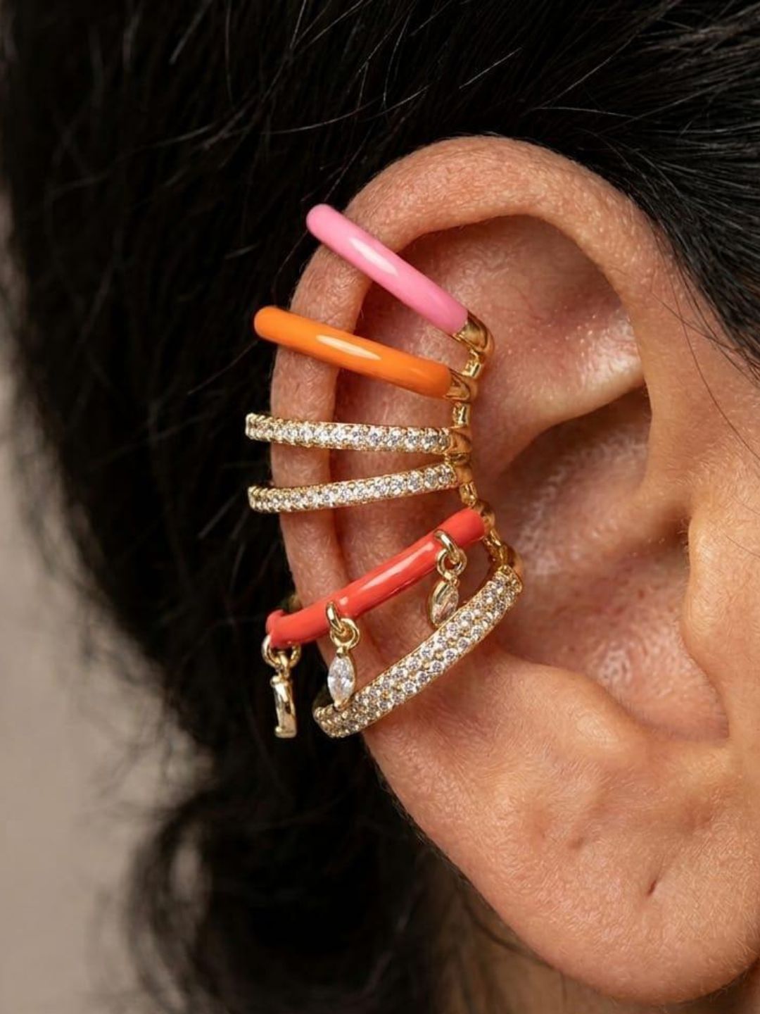 Ishhaara One Sided Rainbow Ear Cuff Earring