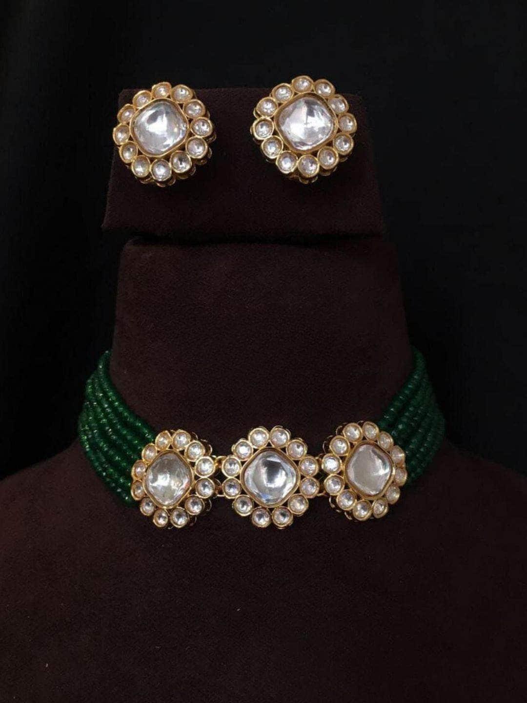 Ishhaara Onyx Beads Polki Kundan Choker