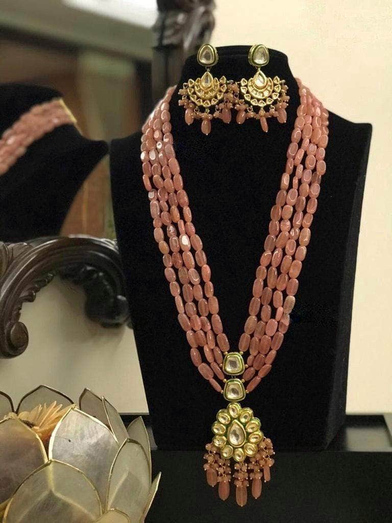 Ishhaara Orange 4 Layered Long Pendant Necklace