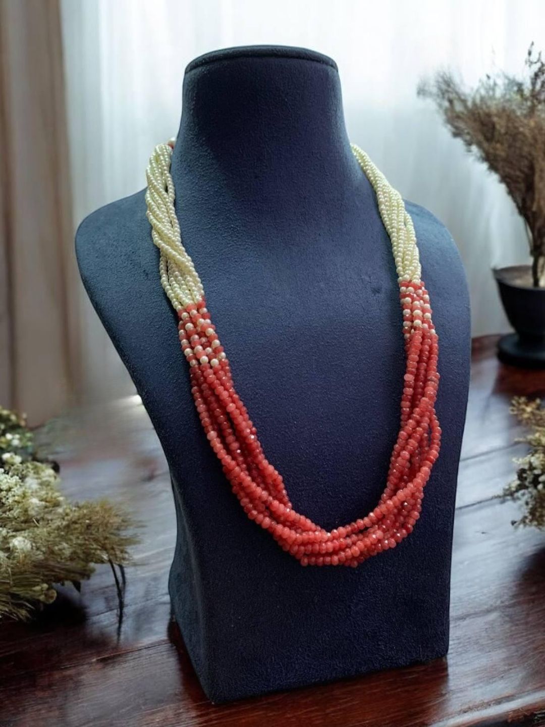 Ishhaara Orange 7 Layers Lahariya Necklace