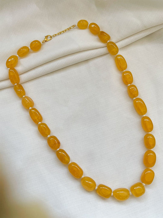 Ishhaara Orange Agate Stone Single String Necklace