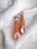 Ishhaara Orange Brass Cubic Zirconia Water Drop Earrings