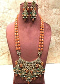 Ishhaara Orange Chandbali Pendant Necklace