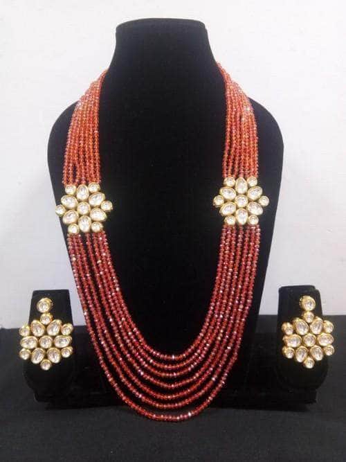 Ishhaara Orange Double Side Patch Necklace