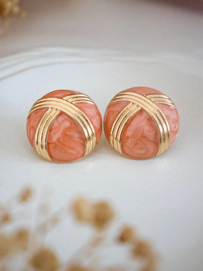 Ishhaara Orange Enamel Clip On Earrings