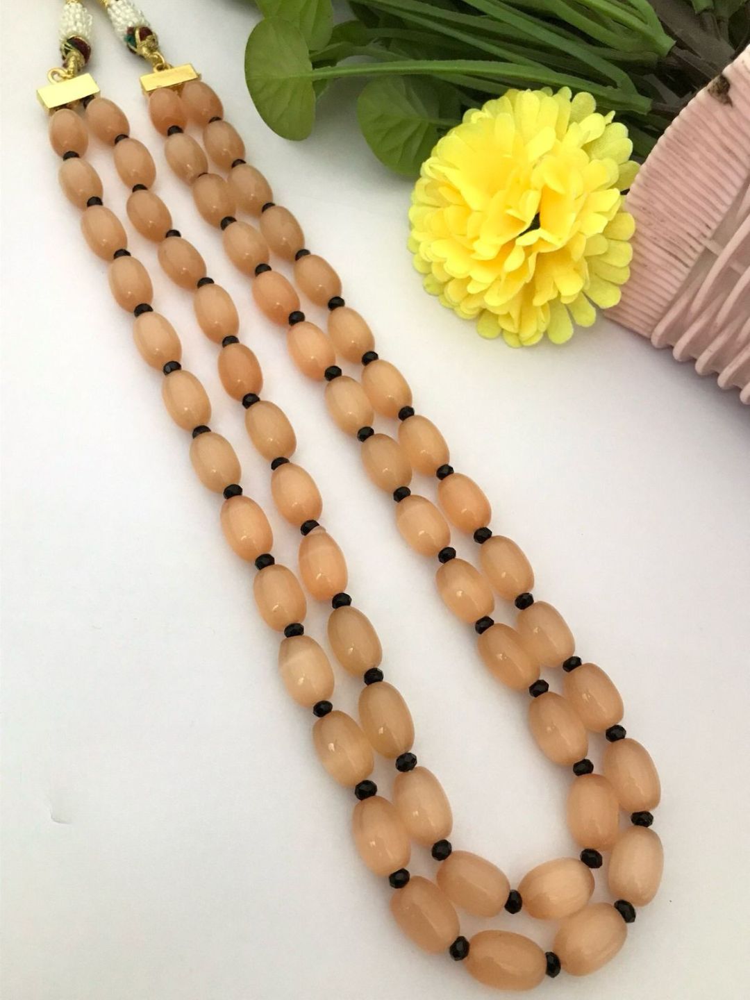 Ishhaara Orange Gemstone Beaded Mala