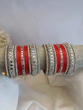 Ishhaara Orange Gemstone Studded Traditional Bangle Set