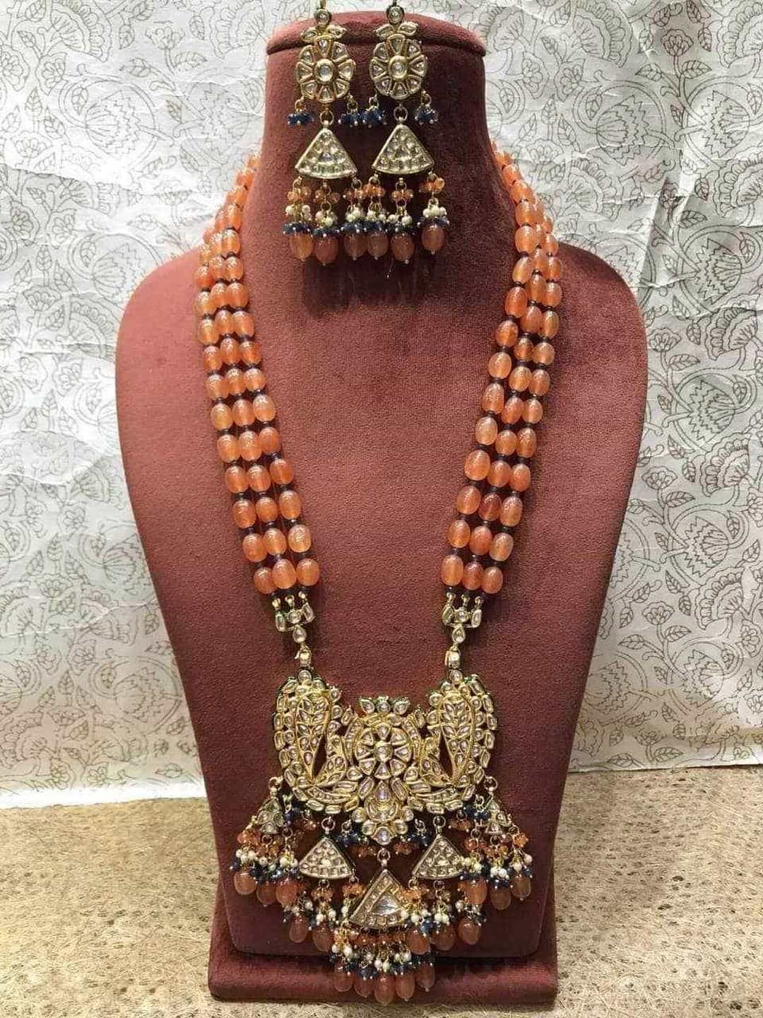 Ishhaara Orange Inverted Mango Pendent Necklace