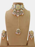 Ishhaara Orange Kundan Tanjore Bridal Necklace Set