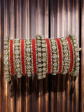 Ishhaara Orange Metal And Velvet Bangles With Mirror Work Bangles