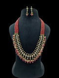 Ishhaara Orange Multilayered Kundan And Green Stone Groom Necklace