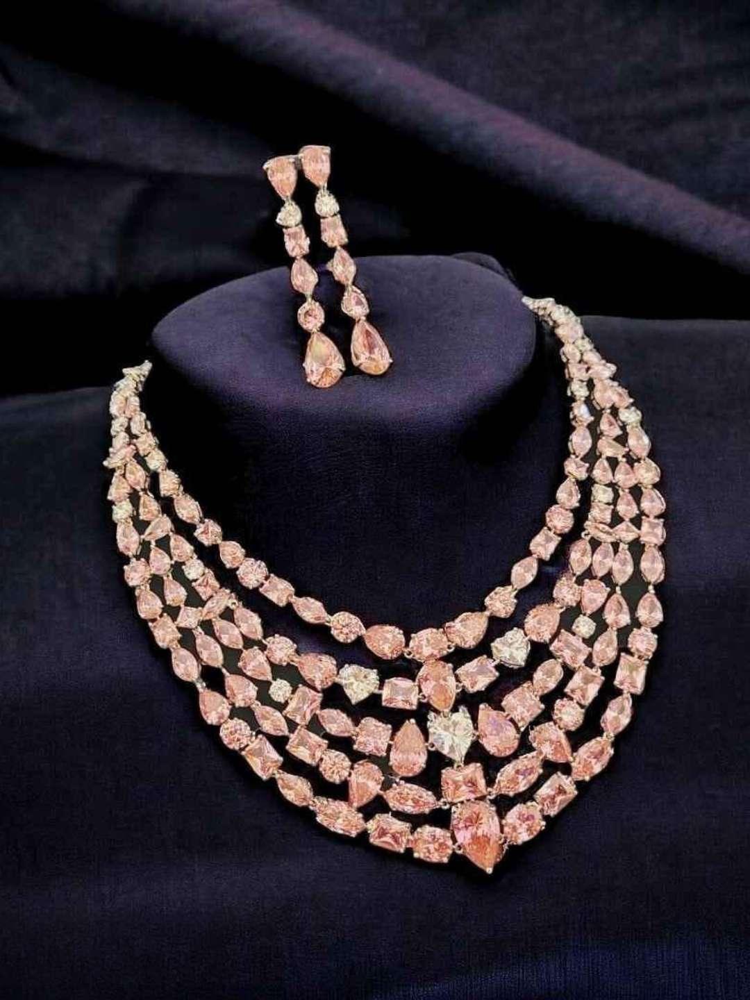 Ishhaara Yellow Multilayered Zirconia Necklace Set