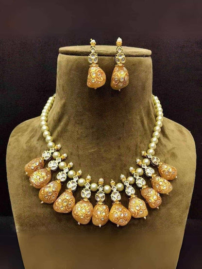 Ishhaara Pearl Split Multi Stone Necklace
