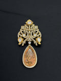 Ishhaara Orange Premium Uncut Polki Groom Brooch