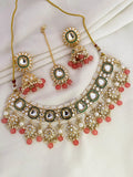 Ishhaara Orange Traditional Square Shaped Kundan Studded Choker