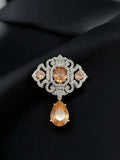 Ishhaara Orange Victorian Style Drop Brooch