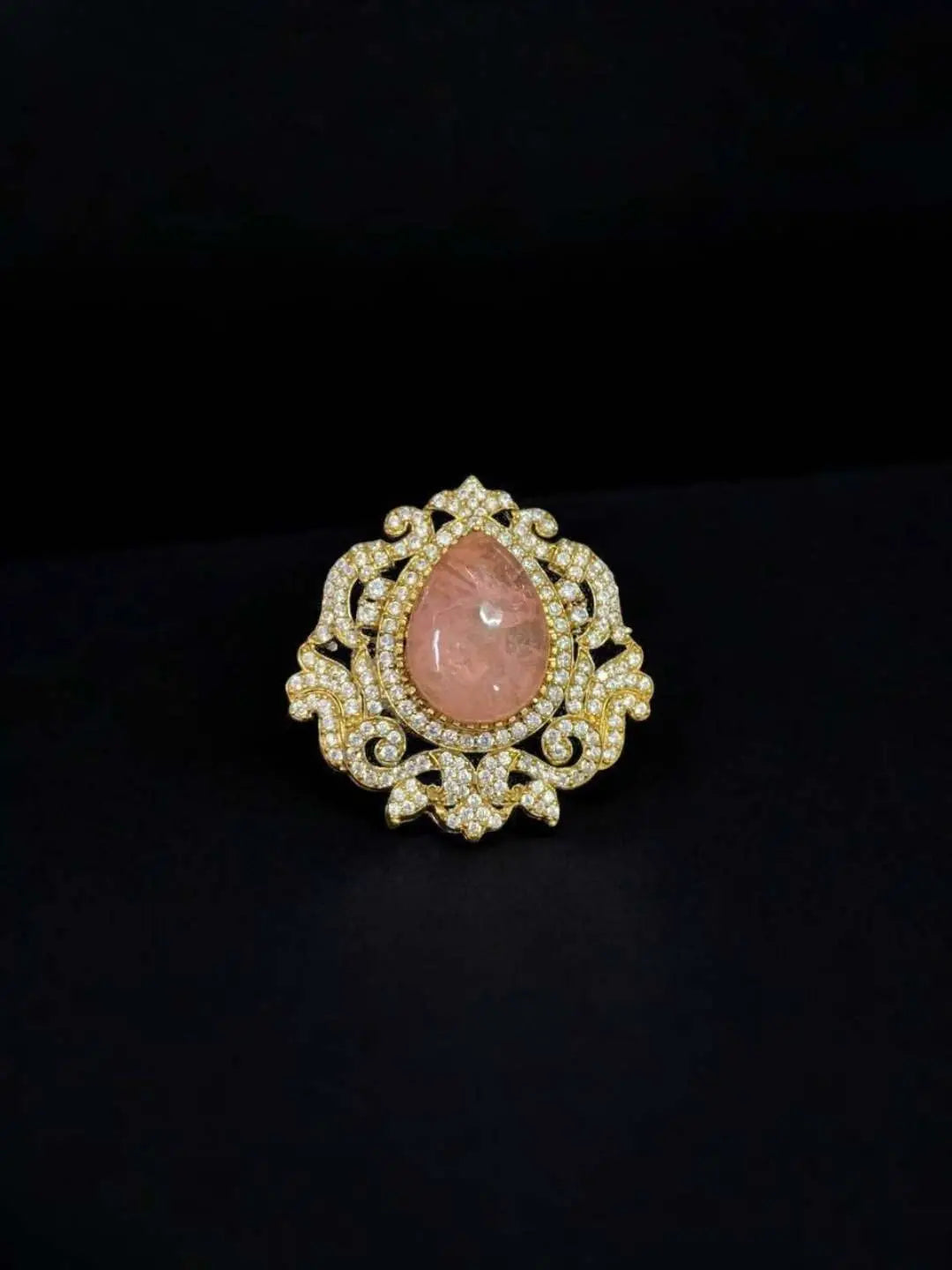 Ishhaara Orange Vintage Moonstone Style Brooch