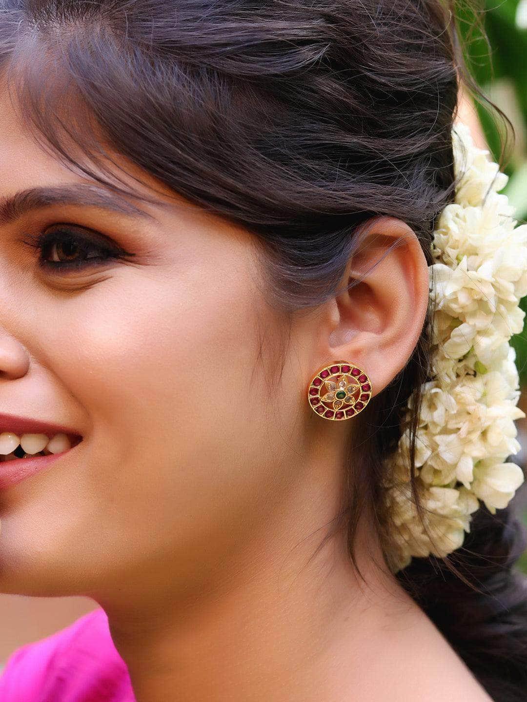 Ishhaara Original Kempu Floral Stud