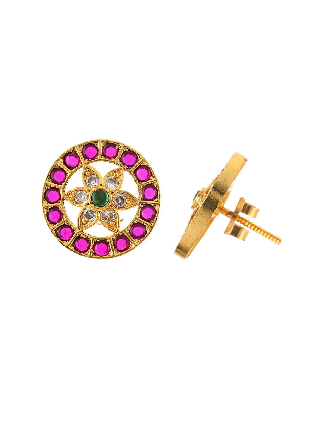 Ishhaara Original Kempu Floral Stud