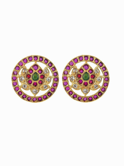 Ishhaara Original Kempu Lotus Shaped Stud