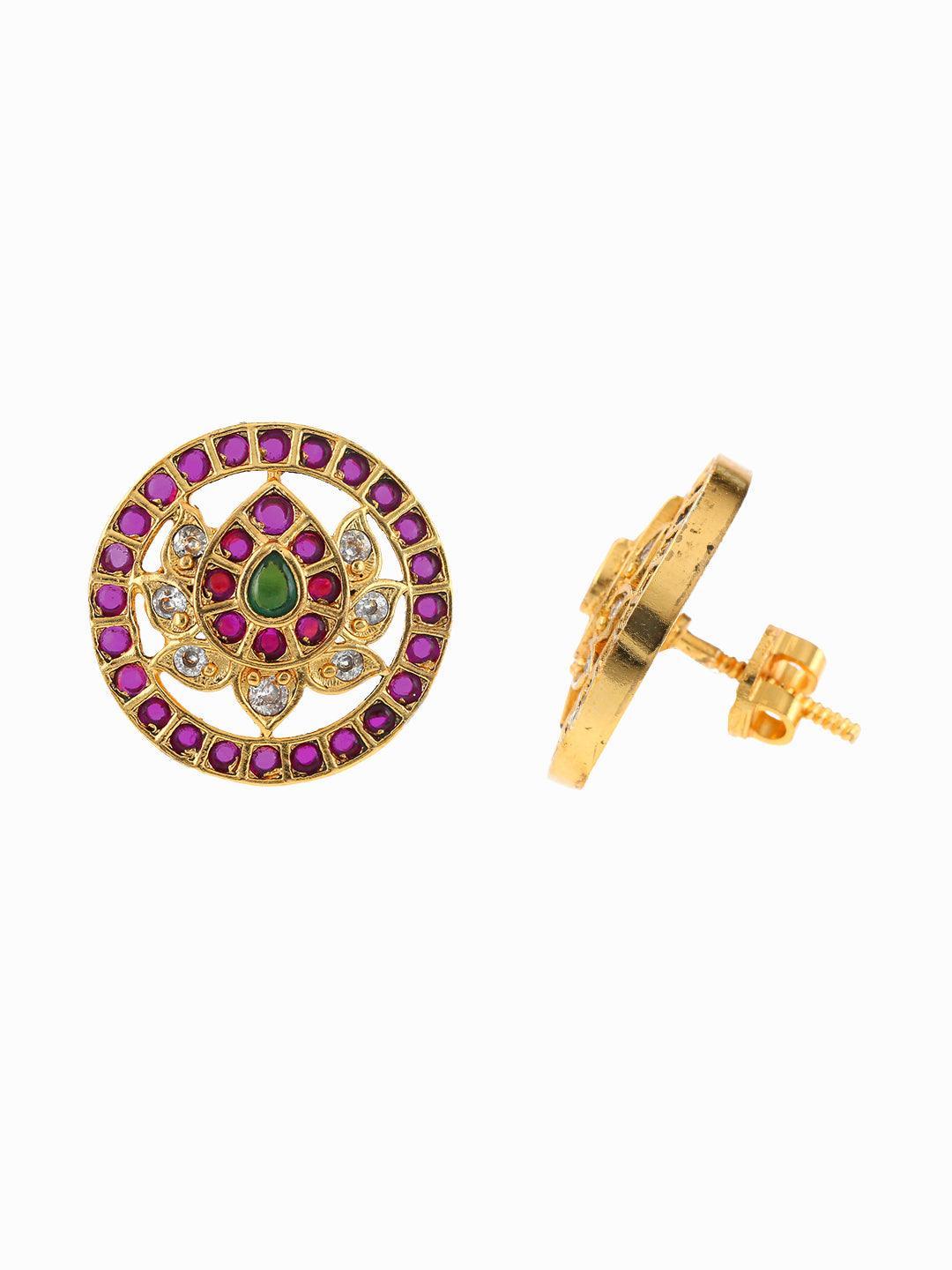 Ishhaara Original Kempu Lotus Shaped Stud