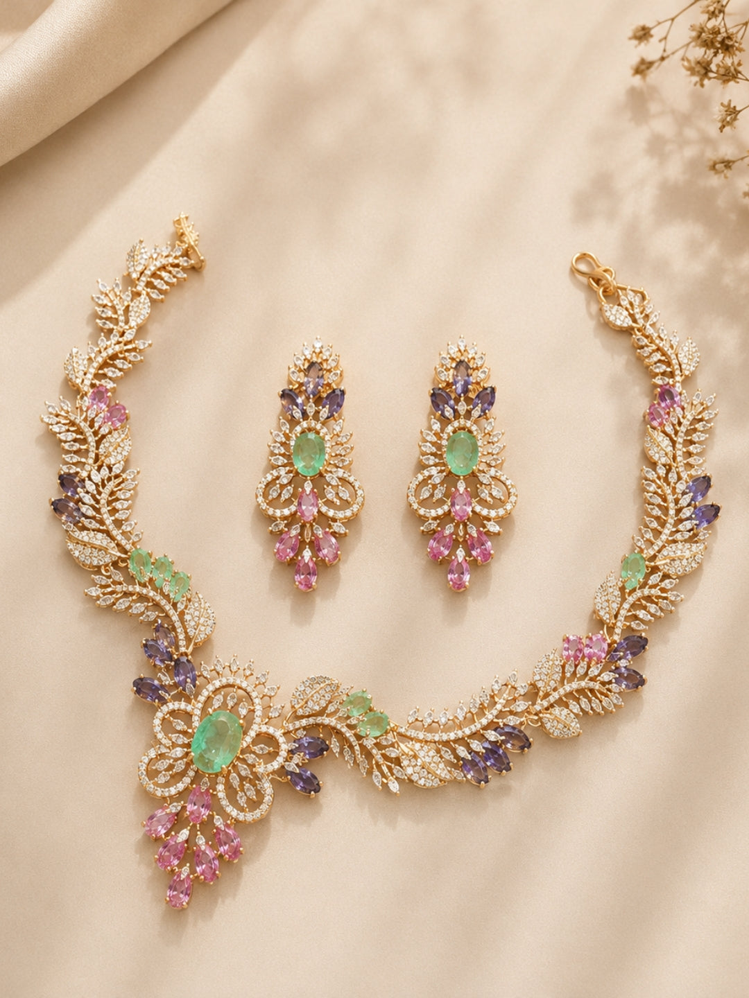 Ishhaara Ornate Gold And Gemstone Jewellery Set