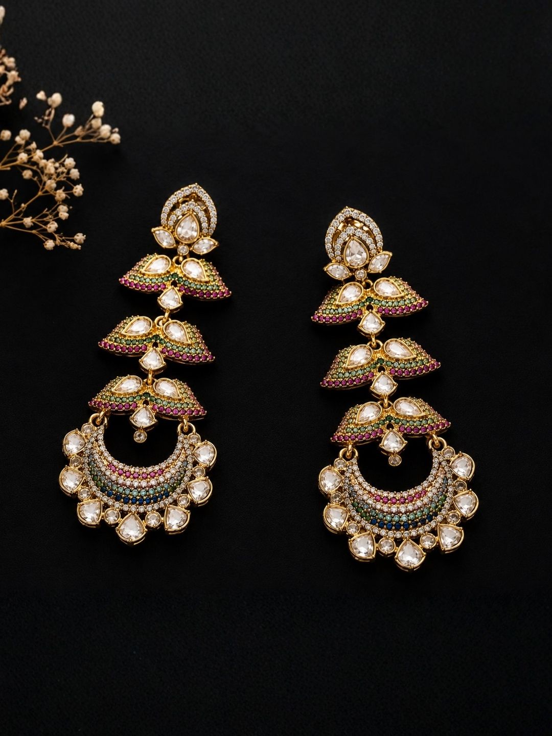 Ishhaara Ornate Gold Chandelier Earrings