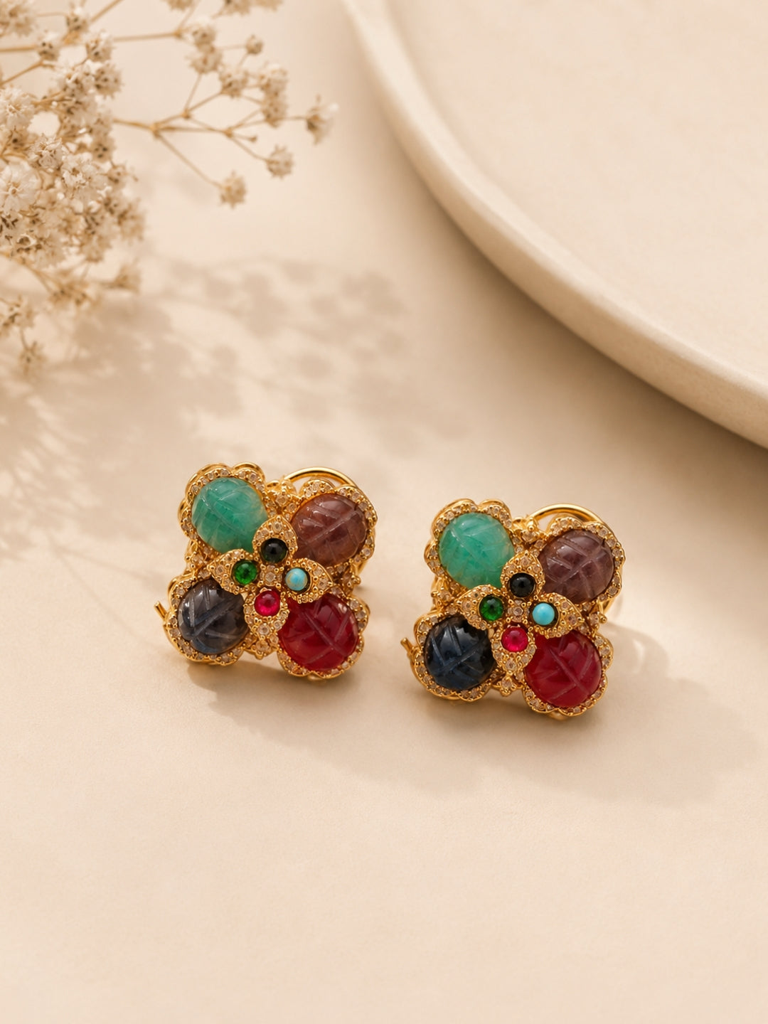 Ishhaara Ornate Gold Floral Earrings