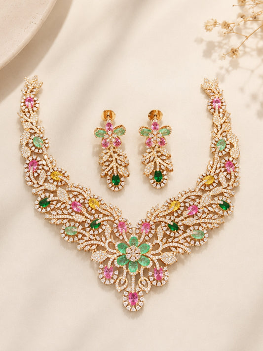 Ishhaara Ornate Gold Floral Jewellery Set