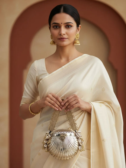 Ishhaara Oval Shaped Banjara Metal Clutch