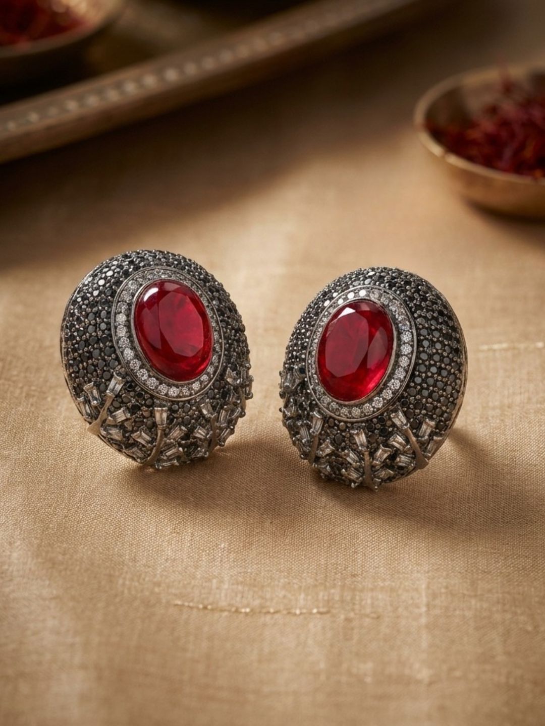 Ishhaara Oval Shaped Designer Earrings