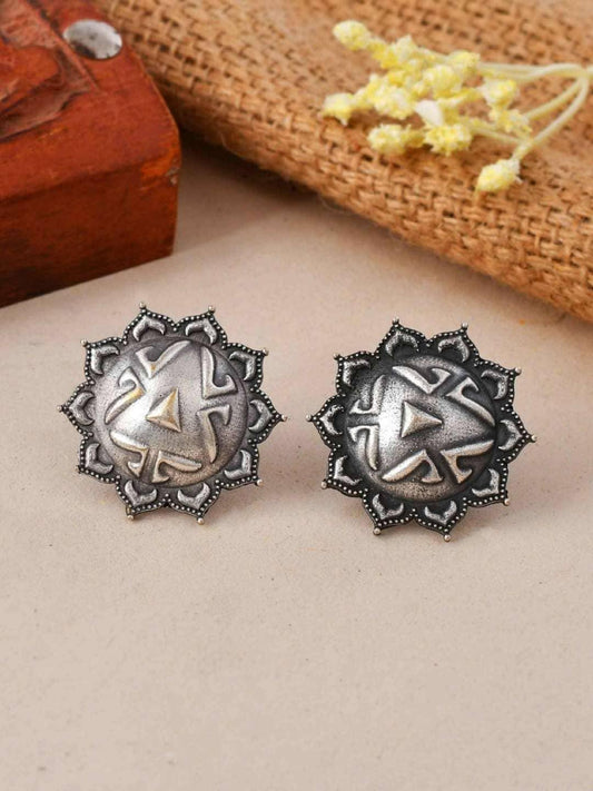 Ishhaara Oxidised Armour Stud Earrings