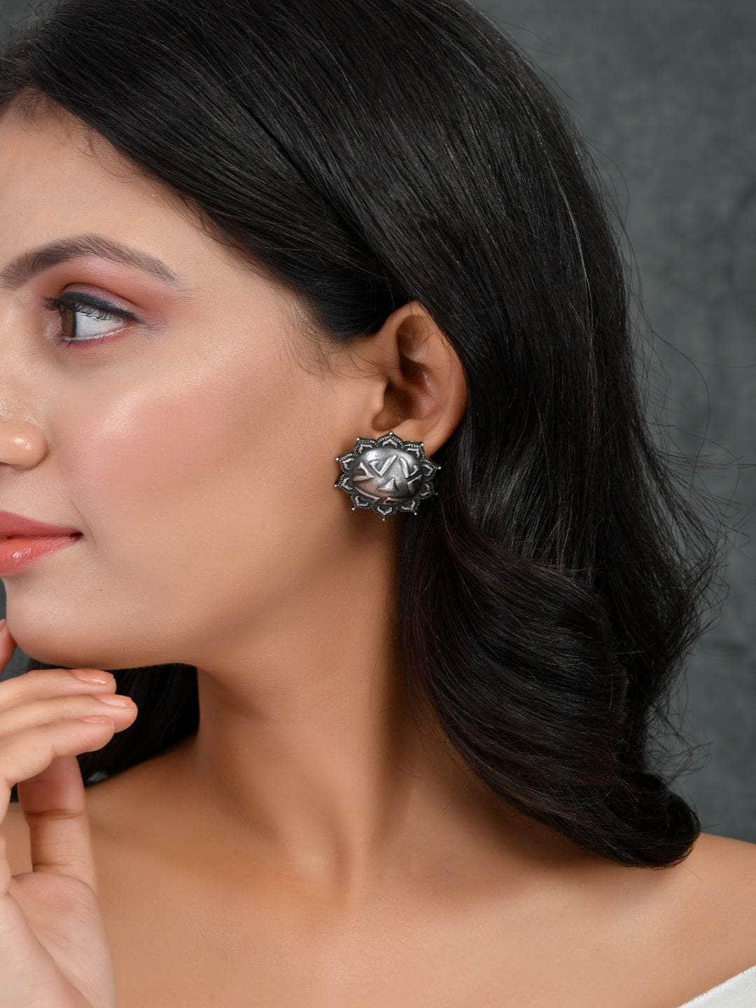 Ishhaara Oxidised Armour Stud Earrings