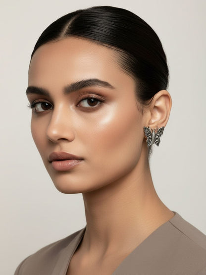 Ishhaara Oxidised Butterfly Bugadi Earclips Earrings
