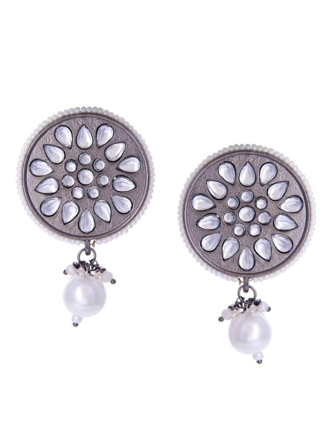 Ishhaara Oxidised Crystal Stud With Pearl Drop