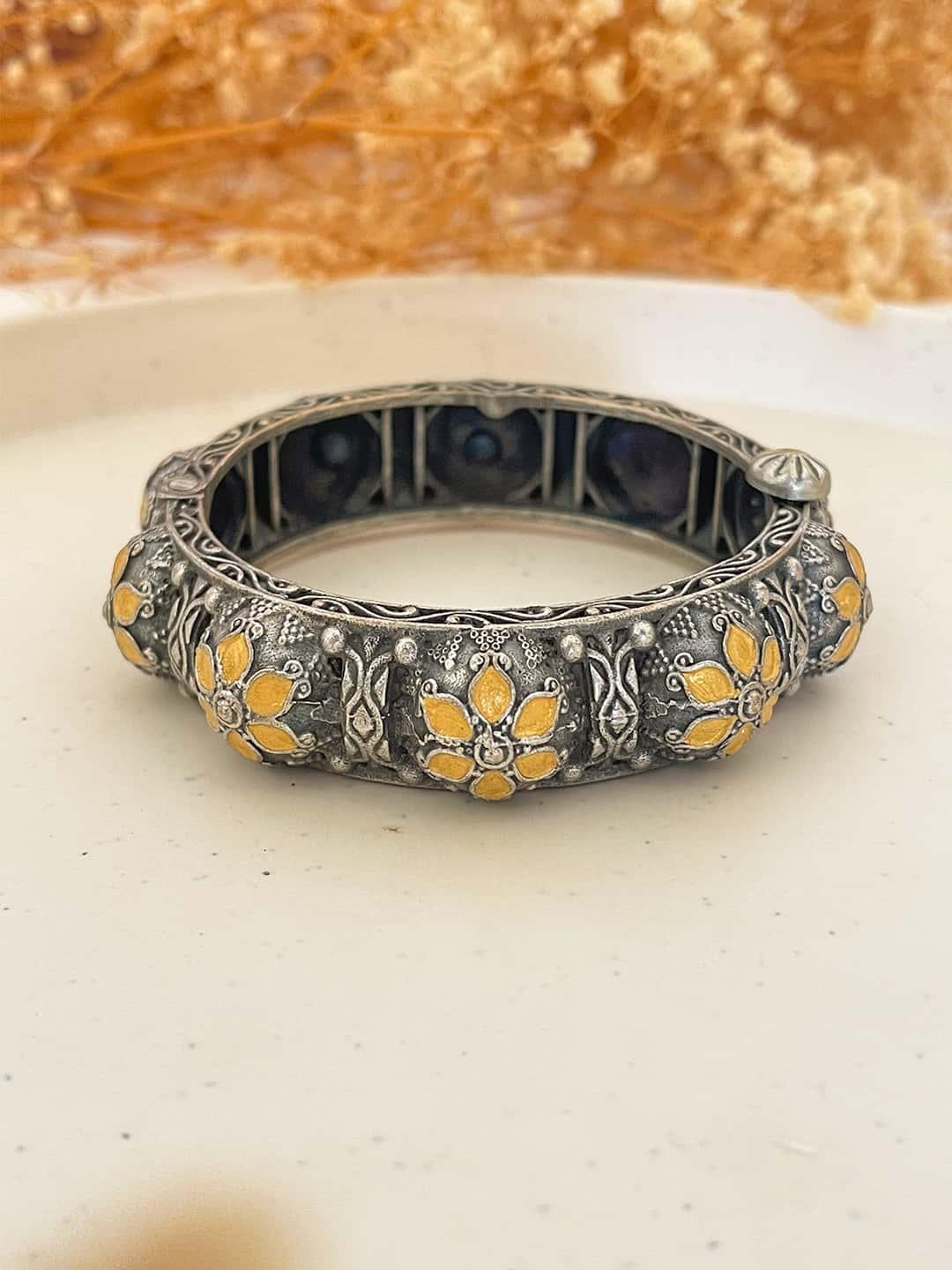 Ishhaara Oxidised Flower Shaped Tribal Bangle