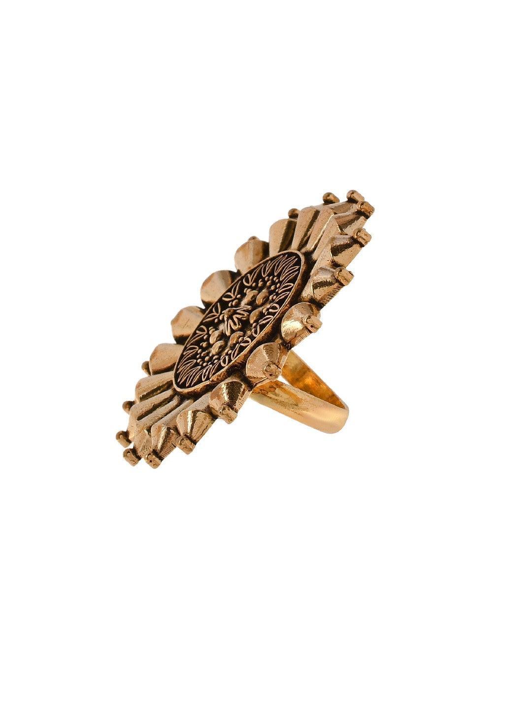 Ishhaara Oxidised Golden Chrysathrus Ring