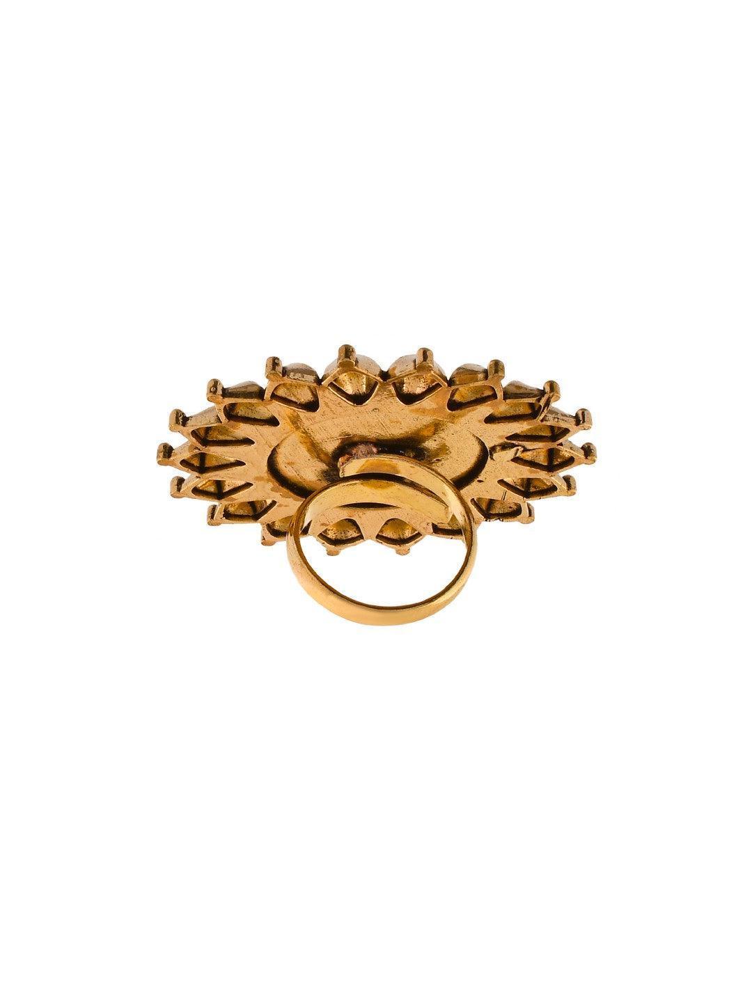 Ishhaara Oxidised Golden Chrysathrus Ring