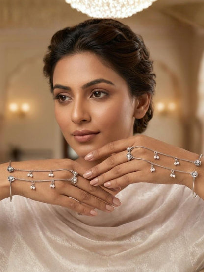Ishhaara Oxidised Pearl Studded Minimal Hathphool