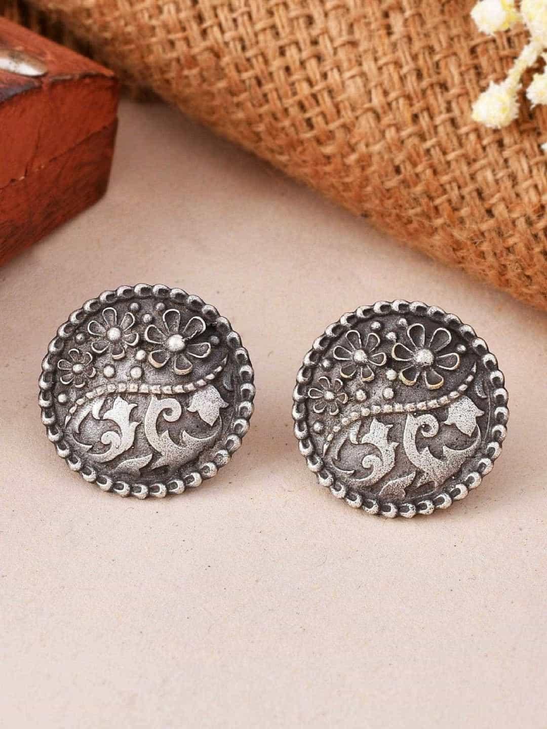 Ishhaara Oxidised Pushpa Lokh Stud Earring
