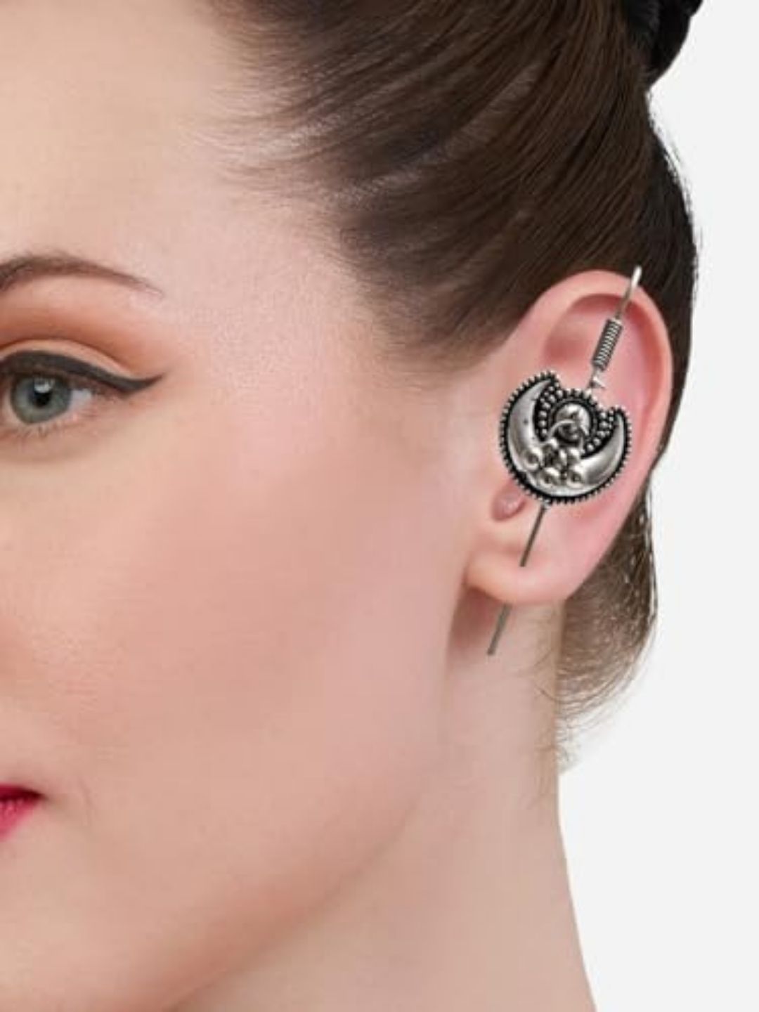 Ishhaara Oxidised Silver Bugadi Ear Cuff Earrings