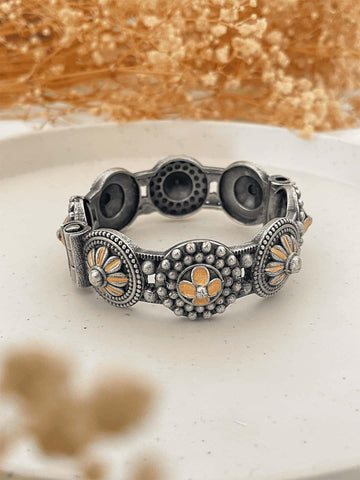 Ishhaara Oxidised Tribal Bangle With Flowers