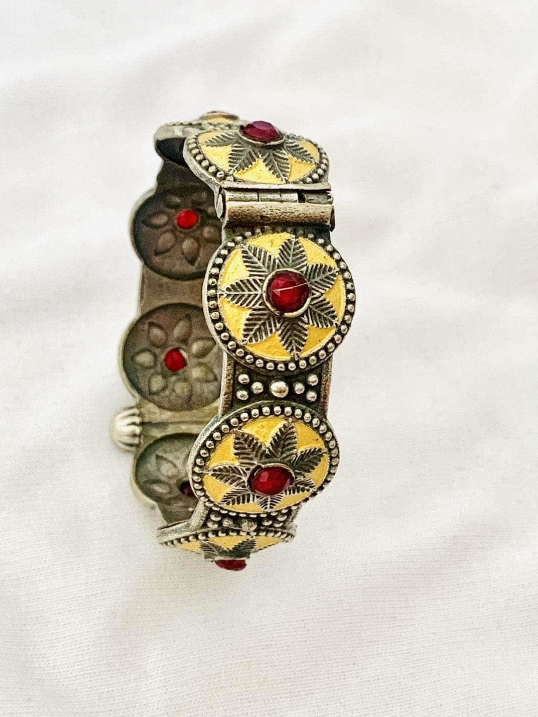 Ishhaara Oxidised Tribal Bangle With Red Stones